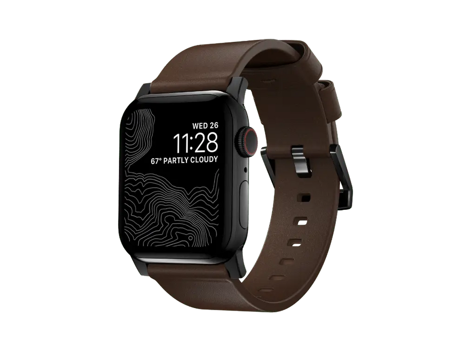 NOMAD Modern Band – Brown Horween Leather (Black Hardware) | Apple Watch (40–42mm) - Macfixit Australia