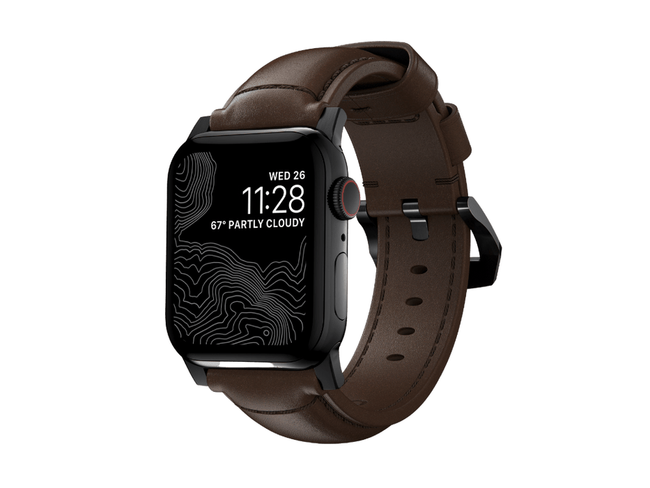 NOMAD Modern Band – Brown Horween Leather (Black Hardware) | Apple Watch (44–46mm / Ultra) - Macfixit Australia