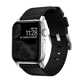 Nomad - Modern Band for Apple Watch 45/49mm - Black with Silver Hardware - Macfixit Australia
