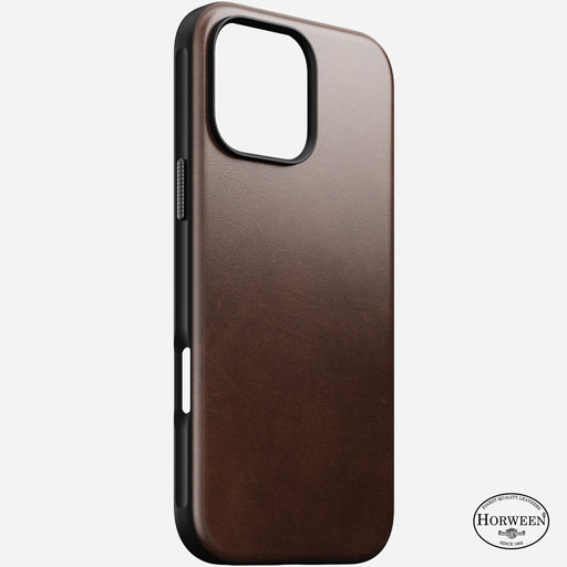 NOMAD Modern Leather Case – iPhone 16 Pro – Brown (Horween Leather) - Macfixit Australia