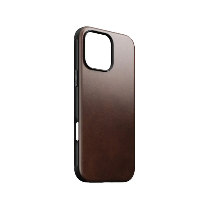 NOMAD Modern Leather Case – iPhone 16 Pro Max – Rustic Brown (Horween Leather) - Macfixit Australia