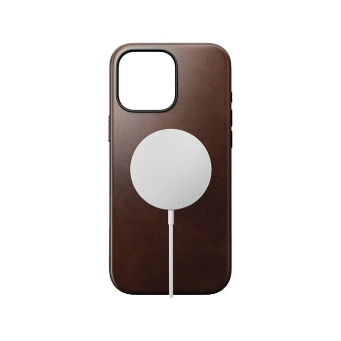 NOMAD Modern Leather Case – iPhone 16 Pro Max – Rustic Brown (Horween Leather) - Macfixit Australia