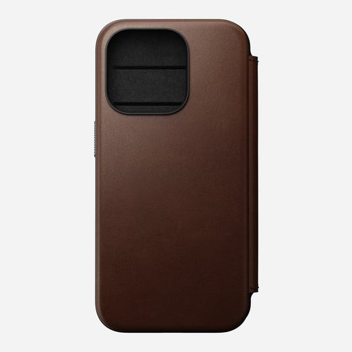 Nomad - Modern Leather Folio Case - iPhone 15 Pro - Brown - Macfixit Australia
