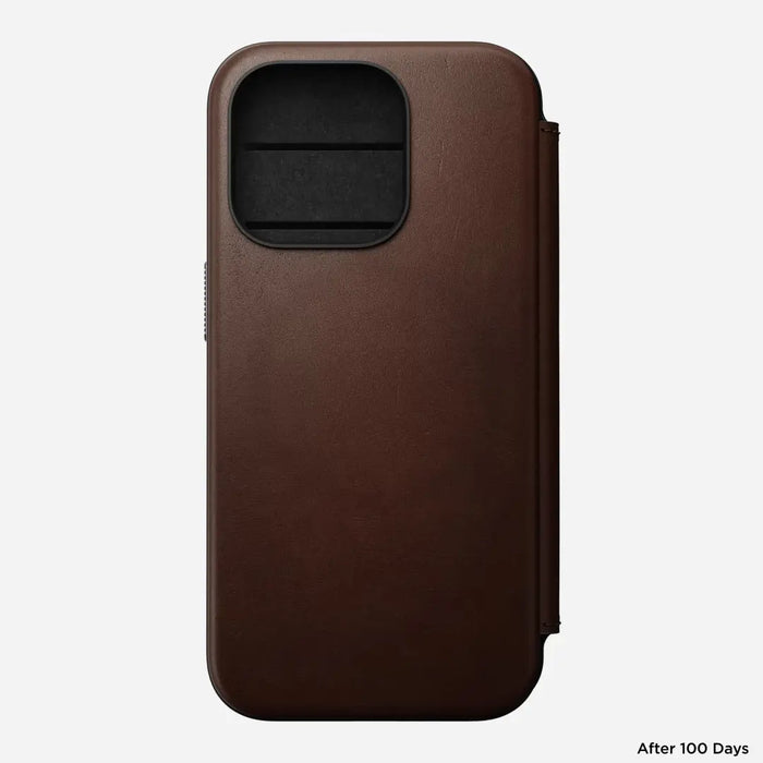 Nomad - Modern Leather Folio Case - iPhone 15 Pro - Brown - Macfixit Australia