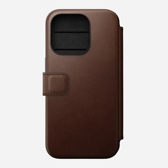 Nomad - Modern Leather Folio Case - iPhone 15 Pro - Brown - Macfixit Australia