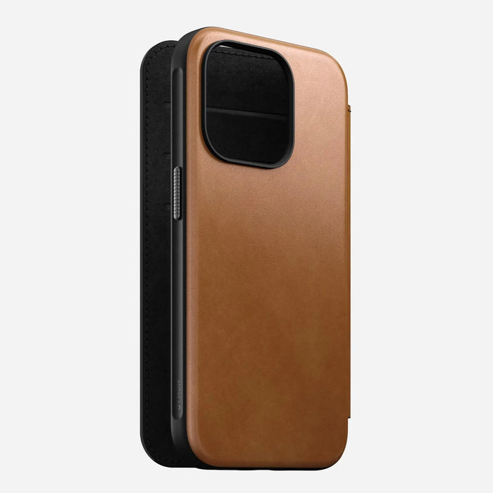 Nomad - Modern Leather Folio Case - iPhone 15 Pro - English Tan - Macfixit Australia