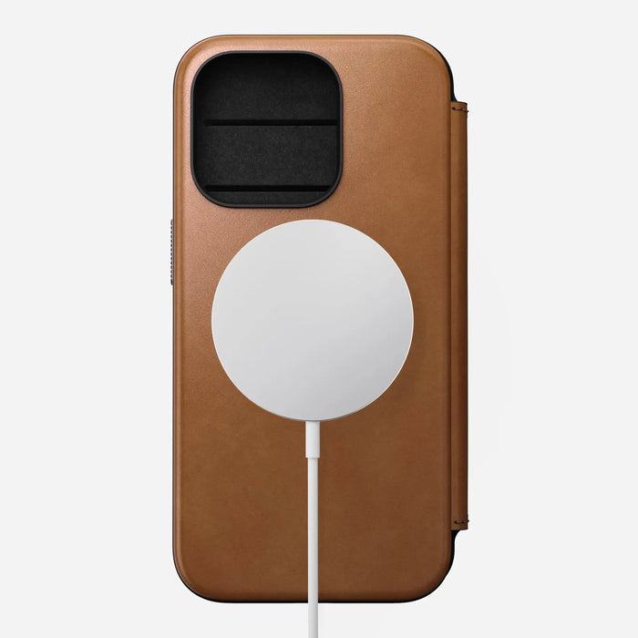Nomad - Modern Leather Folio Case - iPhone 15 Pro - English Tan - Macfixit Australia