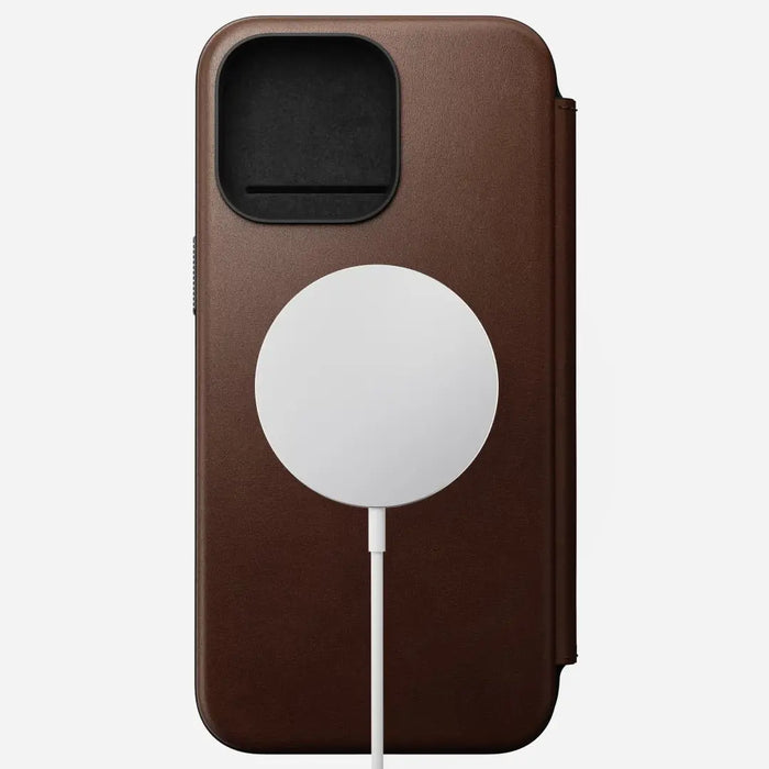 Nomad - Modern Leather Folio Case - iPhone 15 Pro Max - Brown - Macfixit Australia