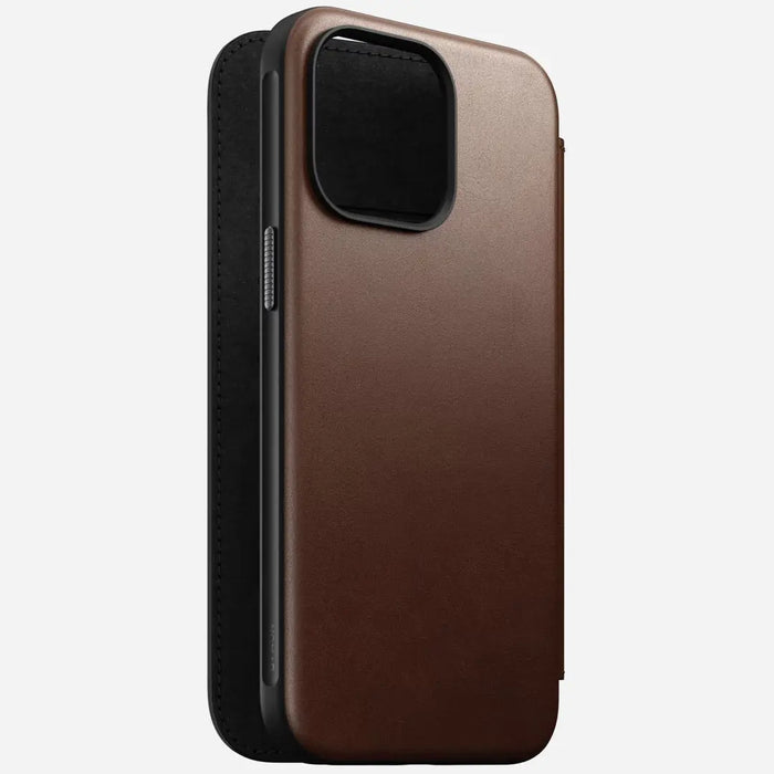 Nomad - Modern Leather Folio Case - iPhone 15 Pro Max - Brown - Macfixit Australia
