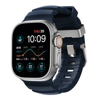 Nomad - Rocky Point Band for Apple Watch 46/49mm - Atlantic Blue - Natural Titanium Hardware - Macfixit Australia