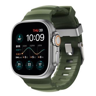 Nomad - Rocky Point Band for Apple Watch 46/49mm - Forest Green - Natural Titanium Hardware - Macfixit Australia
