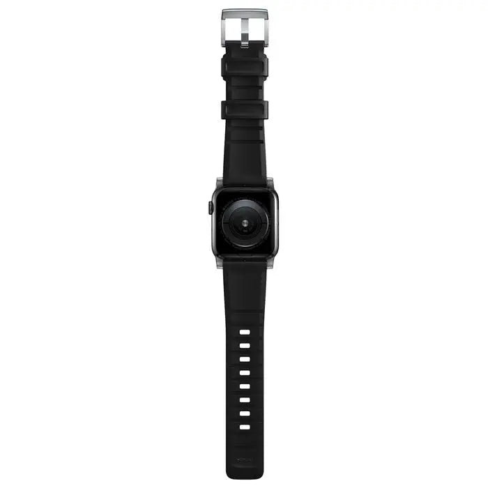 NOMAD Rugged Band – Black (Silver Hardware) | Apple Watch (42/44/45/49 mm) - Macfixit Australia