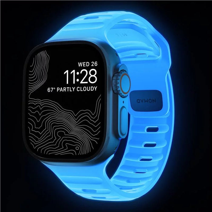 NOMAD Sport Band – Icy Blue Glow | Apple Watch (42–46mm / Ultra) - Macfixit Australia
