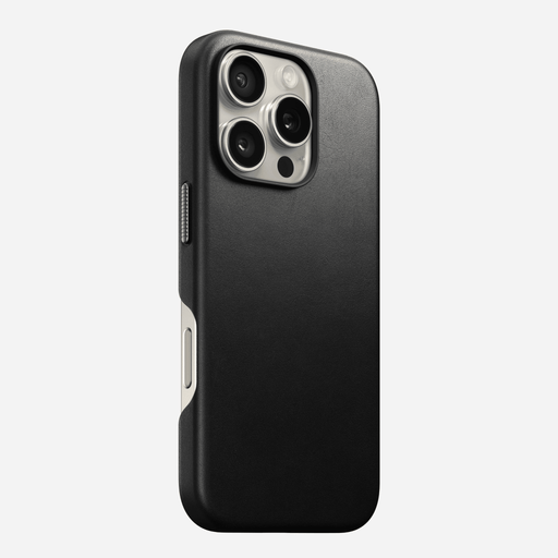 NOMAD Traditional Leather Case – iPhone 16 Pro – Black (Horween Leather) - Macfixit Australia