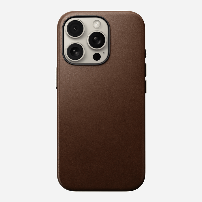 NOMAD Traditional Leather Case – iPhone 16 Pro – Brown (Horween Leather) - Macfixit Australia