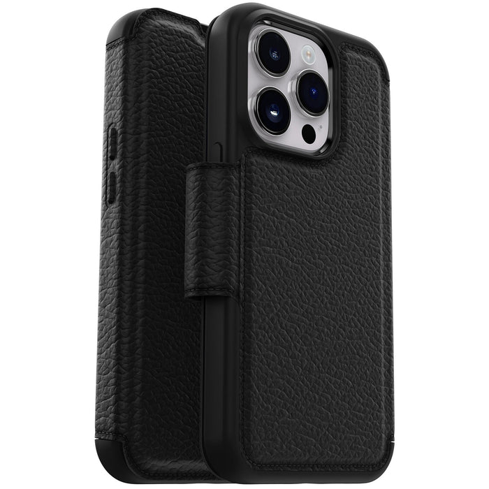 OtterBox Strada Apple iPhone 14 Pro Case Black, Leather Folio Cover, Card Holder - Macfixit Australia