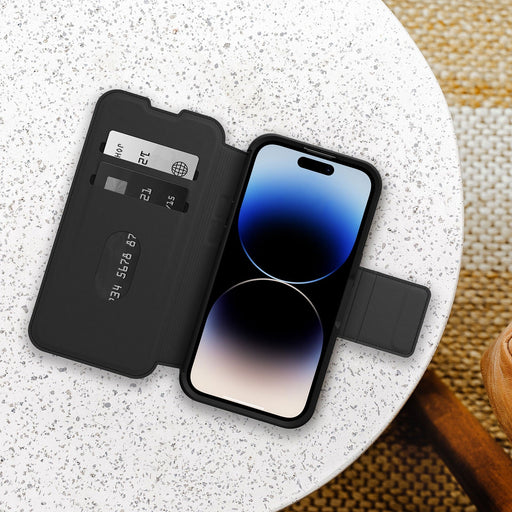 OtterBox Strada Apple iPhone 14 Pro Case Black, Leather Folio Cover, Card Holder - Macfixit Australia