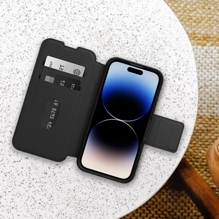 OtterBox Strada Apple iPhone 14 Pro Case Black, Leather Folio Cover, Card Holder - Macfixit Australia