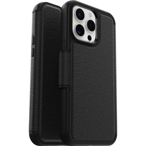 OtterBox Strada MagSafe Apple iPhone 15 Pro Max (6.7") Case Shadow (Black) Leather Folio Cover - Macfixit Australia