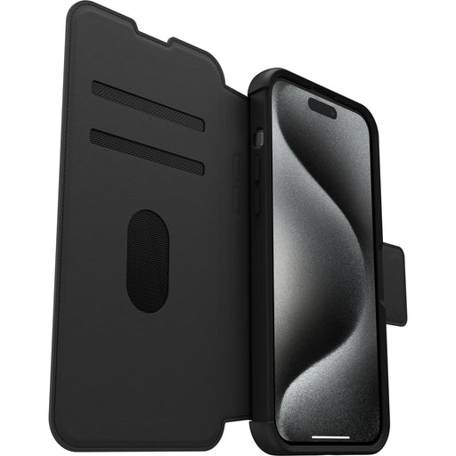 OtterBox Strada MagSafe Apple iPhone 15 Pro Max (6.7") Case Shadow (Black) Leather Folio Cover - Macfixit Australia