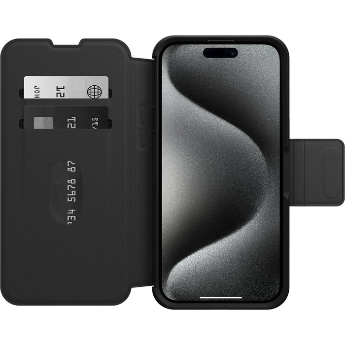 OtterBox Strada MagSafe Apple iPhone 15 Pro Max (6.7") Case Shadow (Black) Leather Folio Cover - Macfixit Australia