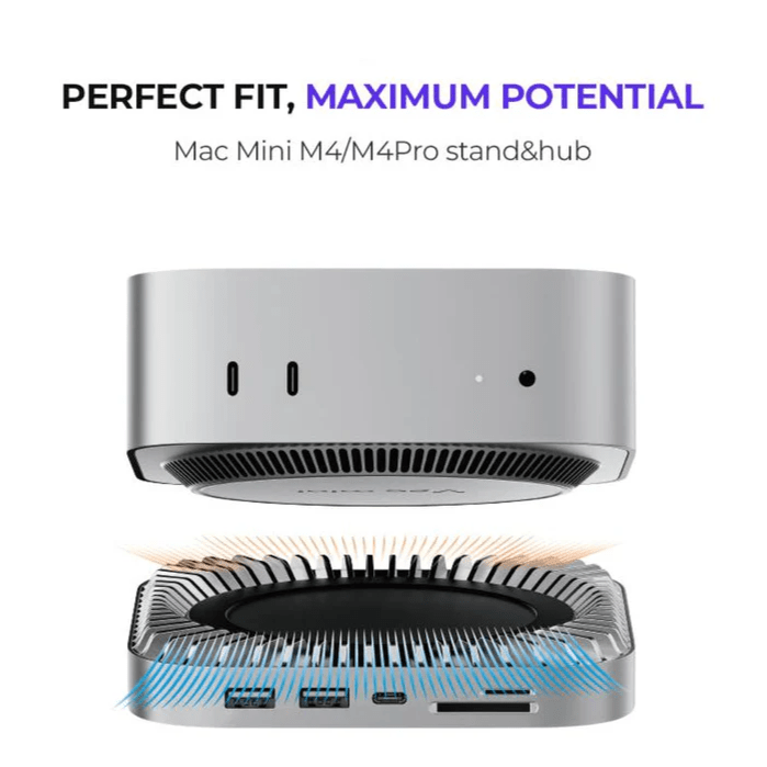 RayCue Mac Mini M4 Hub & Stand with SSD Enclosure - Macfixit Australia