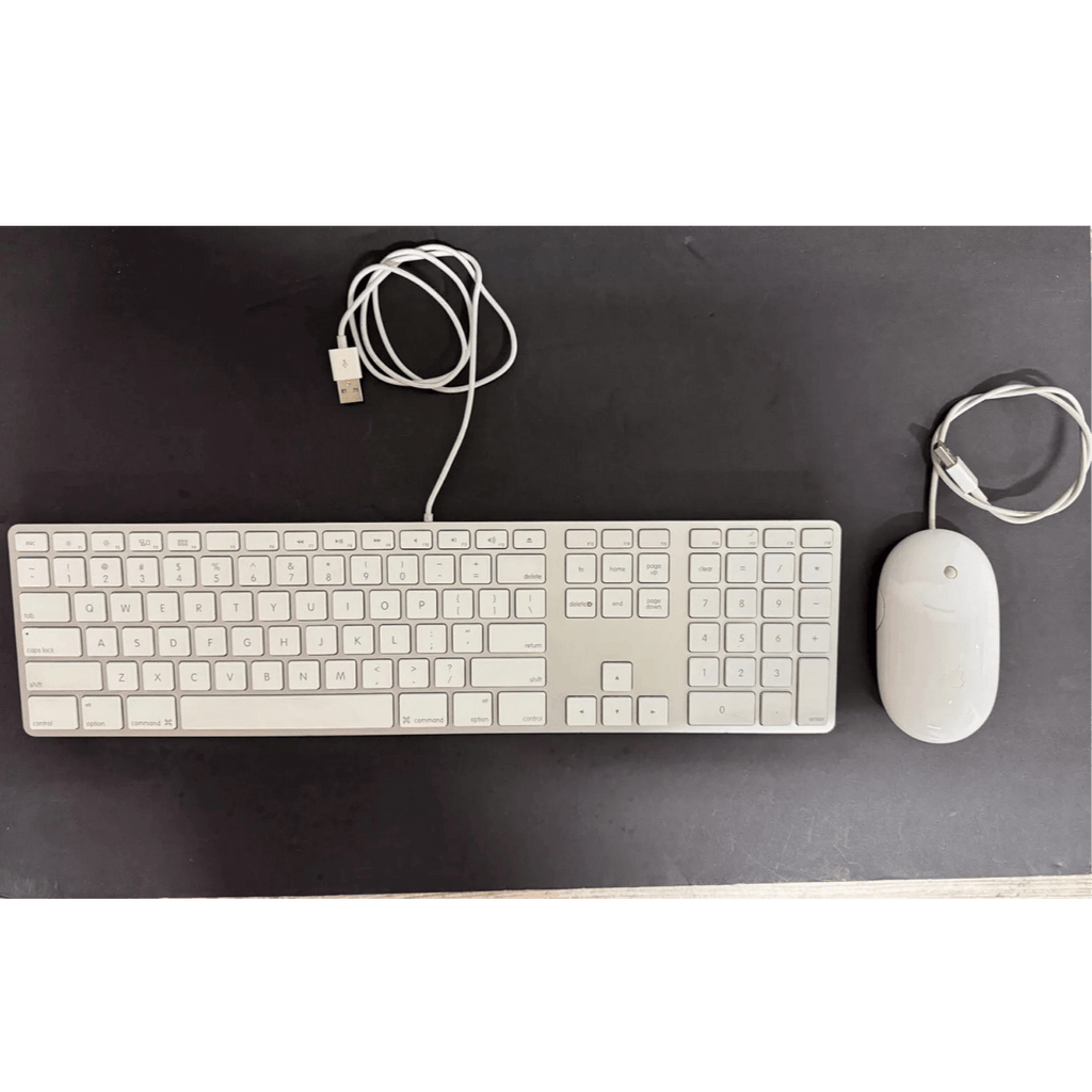 Refurbished Apple Wired Keyboard with Mighty Mouse Combo - White