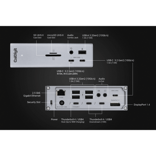 Refurbished CalDigit - TS4 Thunderbolt 4 Docking Station - Space Grey - Macfixit Australia
