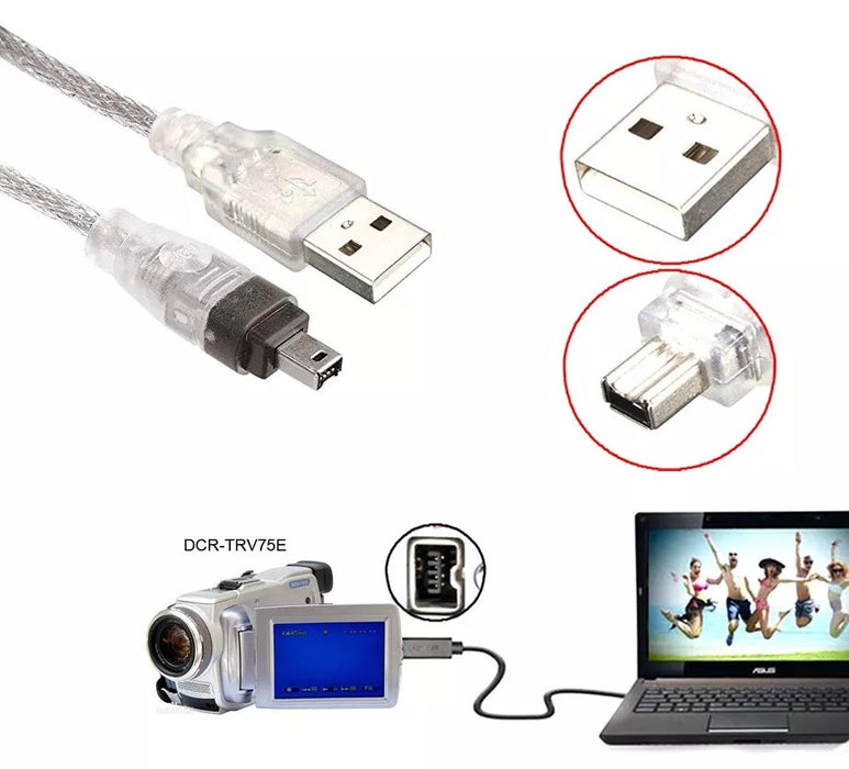USB to FireWire IEEE 1394 4-Pin iLink Adapter Cable for Mini DV/HDV Camcorder -1.5m