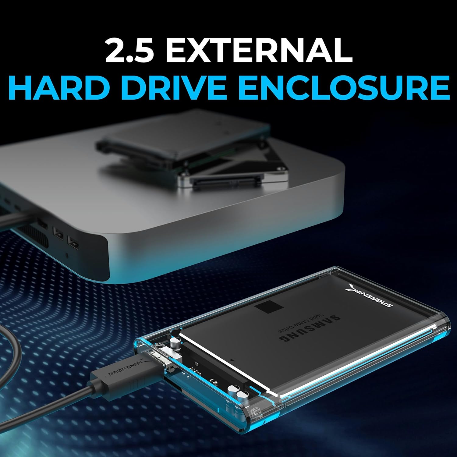 SABRENT 2.5 - Inch SATA to USB 3.0 Tool - Free Clear External Hard Drive Enclosure - Macfixit Australia