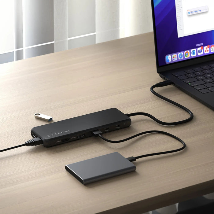 Satechi 13 - in - 1 USB - C Triple Display Multiport Adapter (Black) - Macfixit Australia
