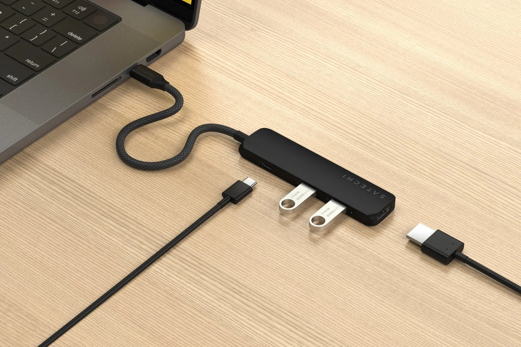 Satechi 4 - In - 1 USB - C Slim Multiport Adapter (Black) - Macfixit Australia