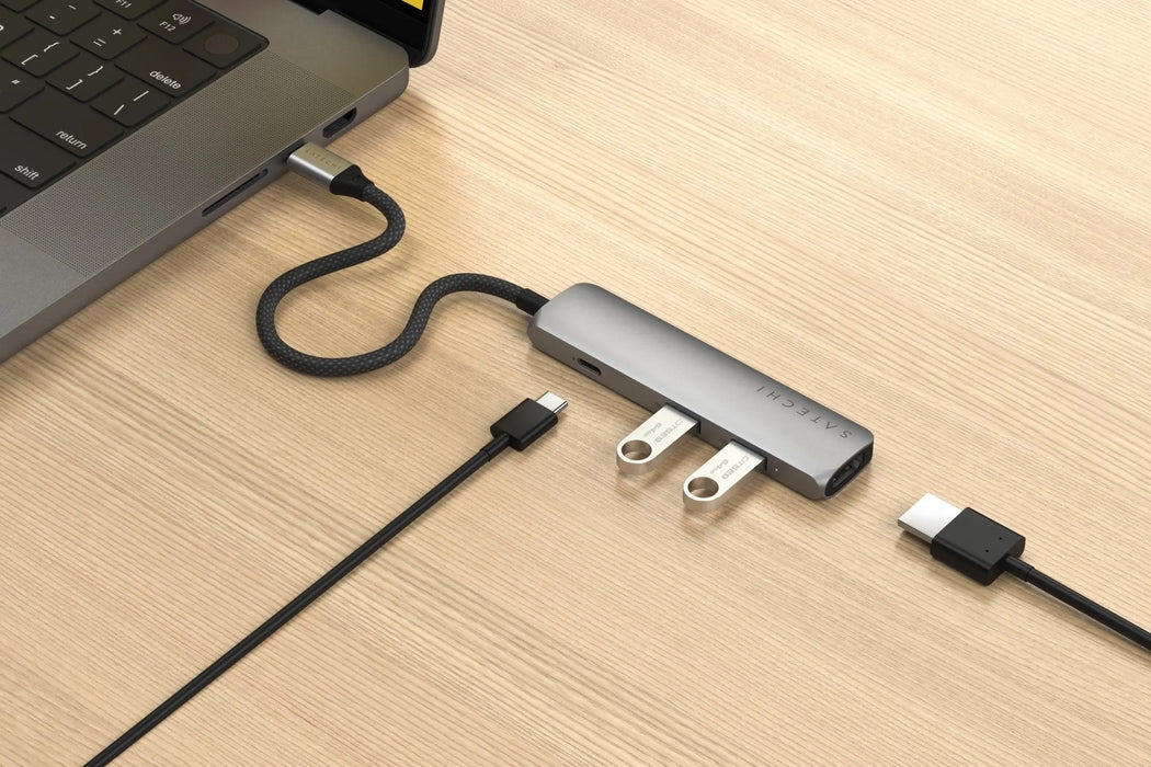 Satechi 4 - In - 1 USB - C Slim Multiport Adapter (Space Grey) - Macfixit Australia