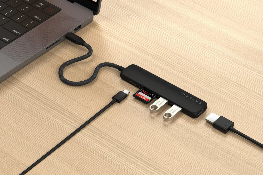 Satechi 6 - In - 1 USB - C Slim Multiport Adapter (Black) - Macfixit Australia