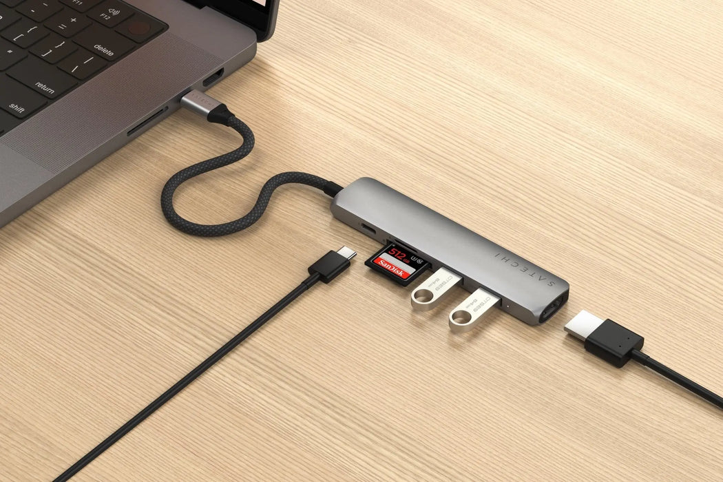 Satechi 7 - In - 1 USB - C Slim Multiport Adapter (Space Grey) - Macfixit Australia