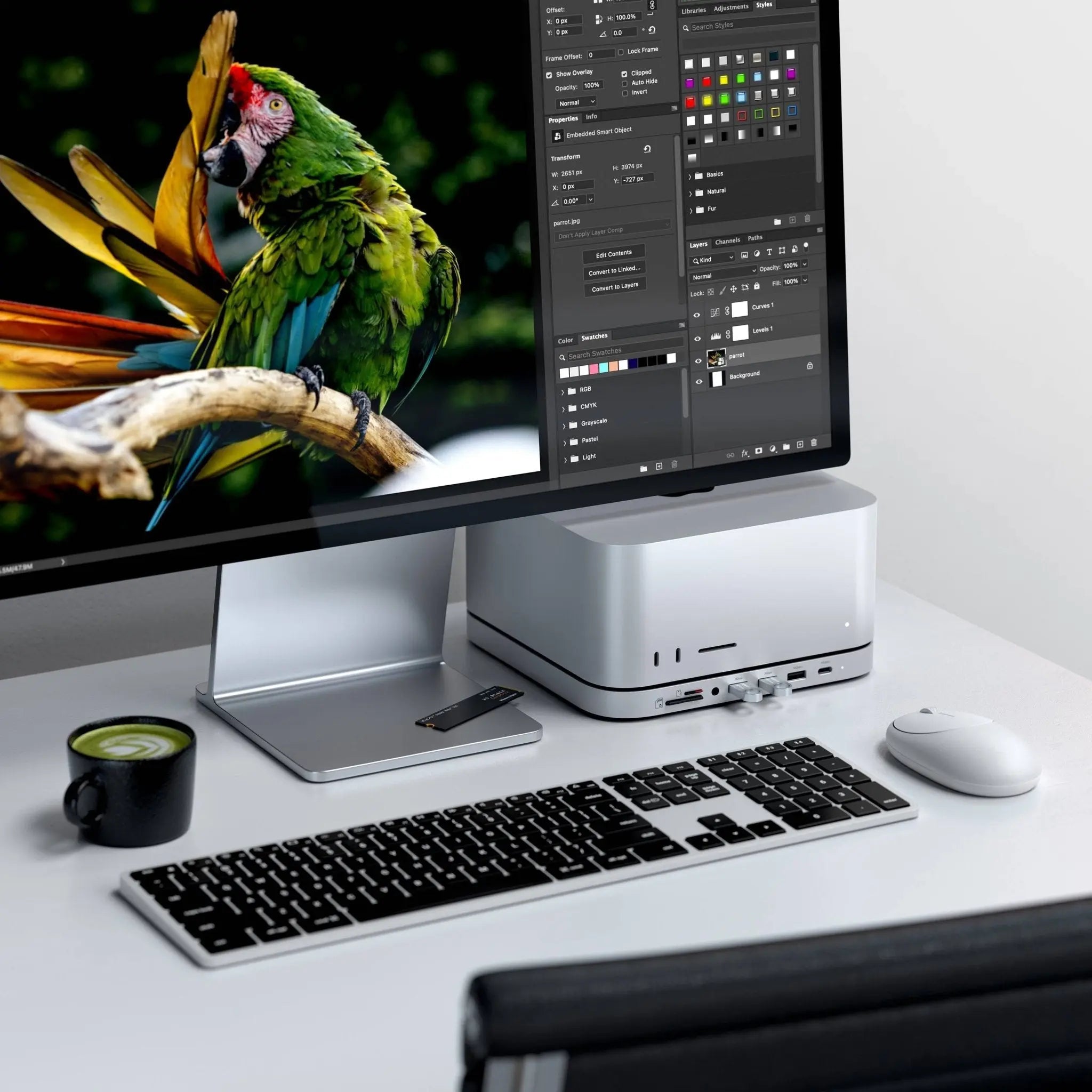 Satechi Aluminium Stand & Hub For Mac Mini M1-M2/ Studio With NVMe