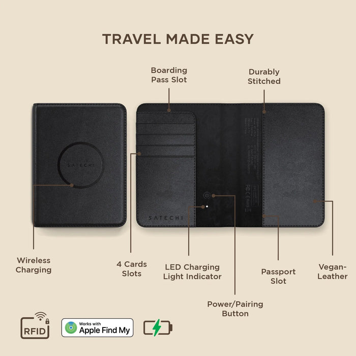Satechi Vegan - Leather Passport Cover with Find My - Macfixit Australia