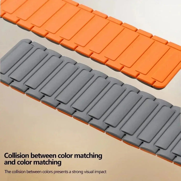 Silicone Magnetic Loop Band - For Apple Watch - Black - Orange - Macfixit Australia