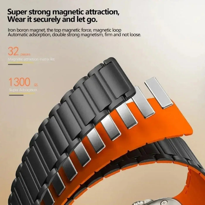 Silicone Magnetic Loop Band - For Apple Watch - Black - Orange - Macfixit Australia