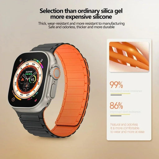 Silicone Magnetic Loop Band - For Apple Watch - Black - Orange - Macfixit Australia