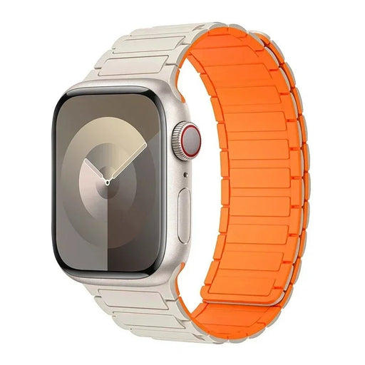 Silicone Magnetic Loop Band - For Apple Watch - White - Orange - Macfixit Australia