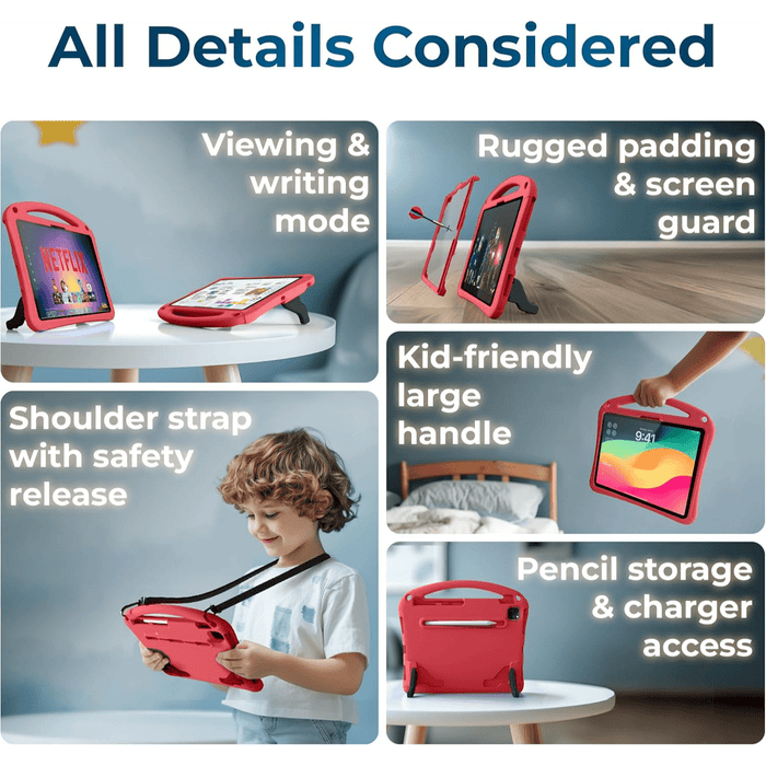 Space Suit Rugged Kids Case for iPad Air 11 M2/M3 (2025), Pro 11 M4 (2024), iPad 10th Generation, Case for Kids with Built - in Screen Protector - Macfixit Australia