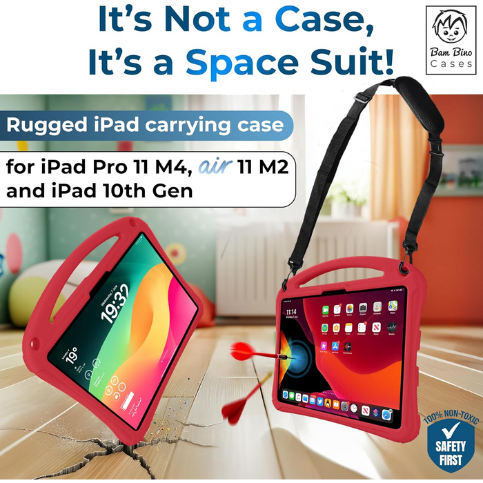 Space Suit Rugged Kids Case for iPad Air 11 M2/M3 (2025), Pro 11 M4 (2024), iPad 10th Generation, Case for Kids with Built - in Screen Protector - Macfixit Australia
