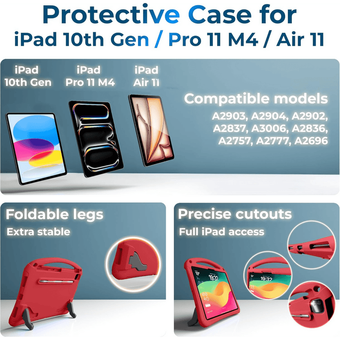 Space Suit Rugged Kids Case for iPad Air 11 M2/M3 (2025), Pro 11 M4 (2024), iPad 10th Generation, Case for Kids with Built - in Screen Protector - Macfixit Australia