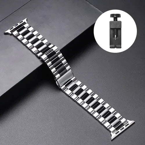 Stainless Steel Band for Apple Watch - Silver - Black - Macfixit Australia