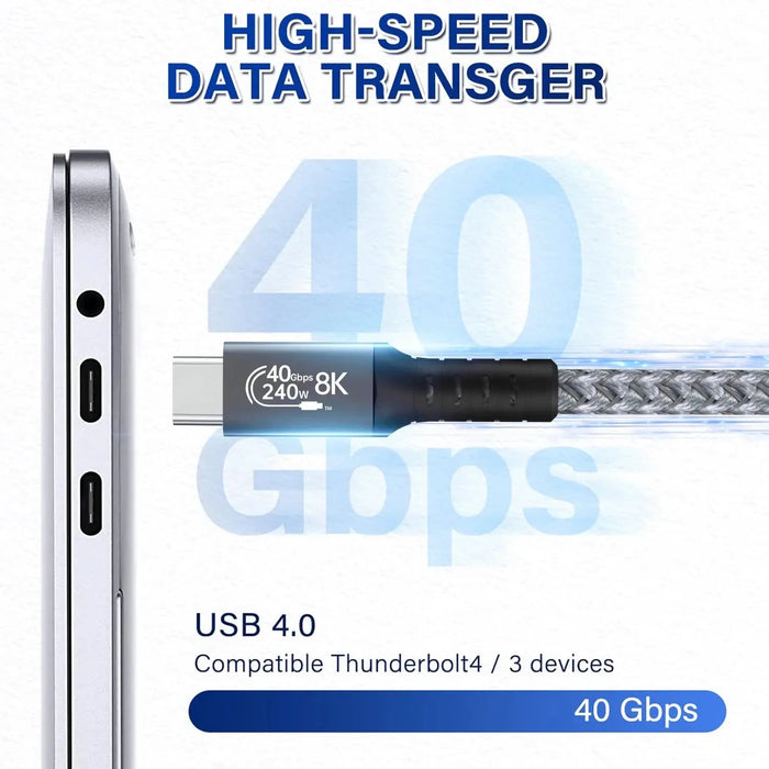 Thunderbolt 4 Cable (USB4, 40Gbps, 240W) - 0.5m - Macfixit Australia