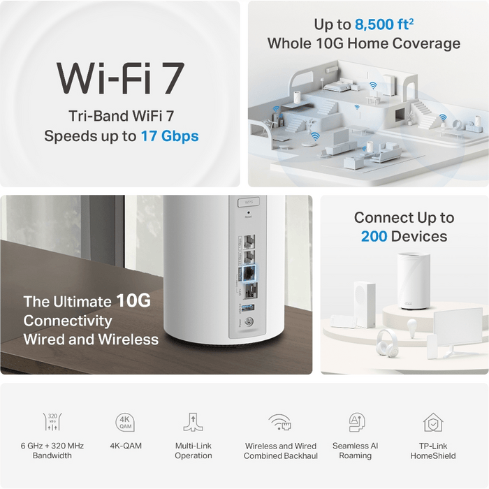 TP - Link Deco BE17000 Tri - Band Whole Home Mesh WiFi 7 System (3 Pack) - Macfixit Australia