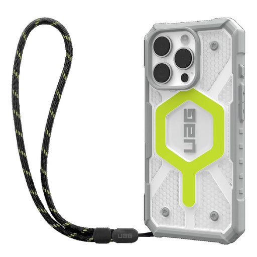 UAG Pathfinder Clear MagSafe Apple iPhone 16 Pro Max (6.9") Rugged Case + Black Neon Lanyard - Active Neon - Macfixit Australia
