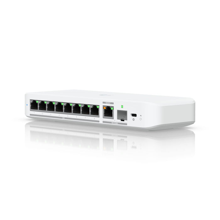 Ubiquiti Flex 2.5G, Flexible, 8 - port 2.5 GbE Switch,10 GbE RJ45/SFP+ Combination Uplink Port, Powered With USB - C /PoE+ adapter - Macfixit Australia
