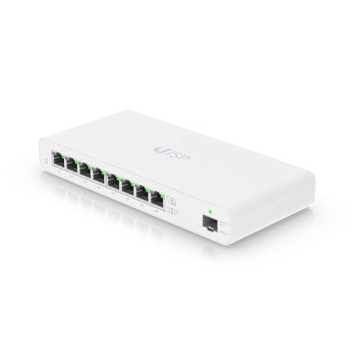 Ubiquiti UISP Switch, 8 - Port GbE Switch w/ 27V Passive PoE, For MicroPoP Applications, 110W PoE Budget, Fanless, Layer 2 Switching - Macfixit Australia